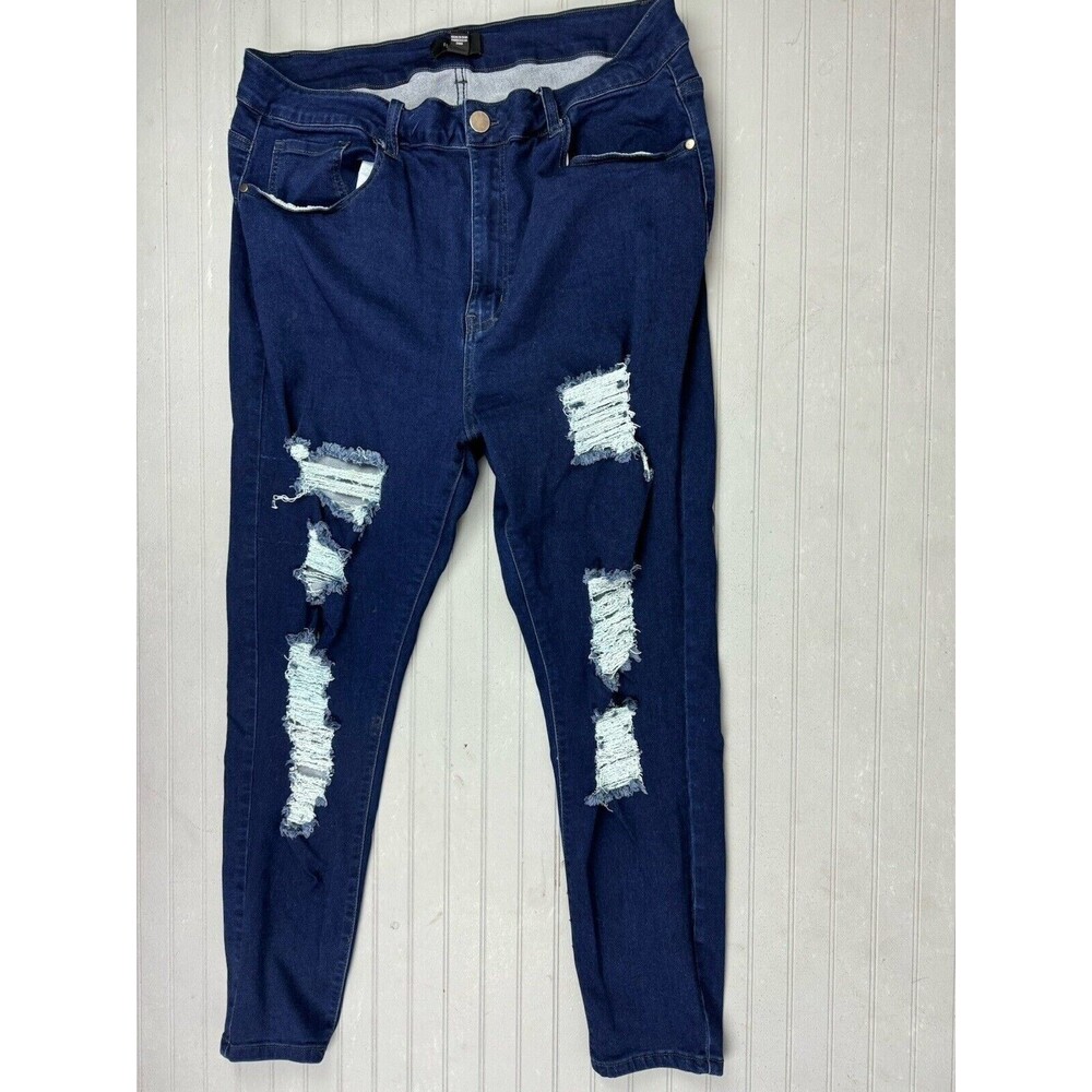 Forever 21 Size 20  Womens Jeans Skinny Distress High Rise Stretch Dark Wash